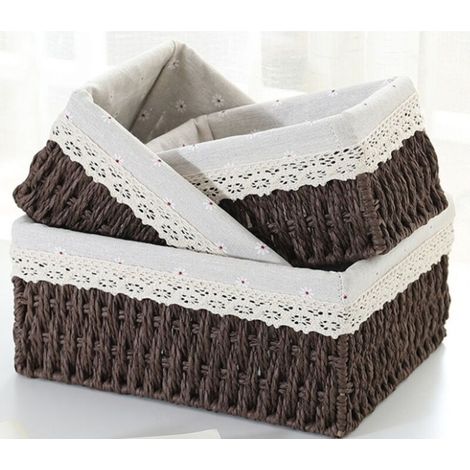 Ensemble de 3 paniers de rangement en osier, organiseur de collations, paniers de rangement tissés à la main (1/5)