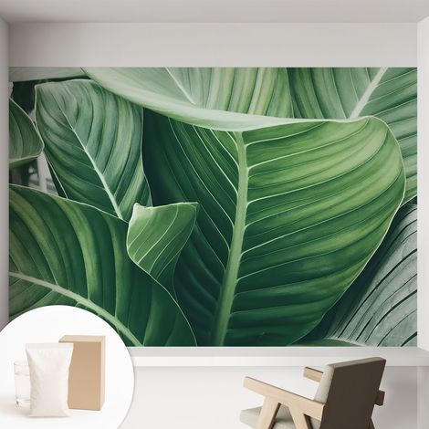 Papier peint intissé avec imprimé pour intérieur moderne application facile a motif - Colle incluse gratuite Calme verdoyant 152x104 cm (1/5)