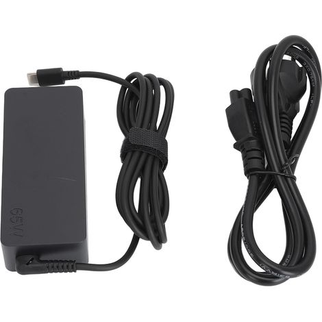 Chargeur Secteur 65W USB-C 20V 3.25A, Adaptateur Alimentation Portable avec Câble d'Alimentation, Prise EU 100-240V, Connecteur Type C, Plastique (1/5)