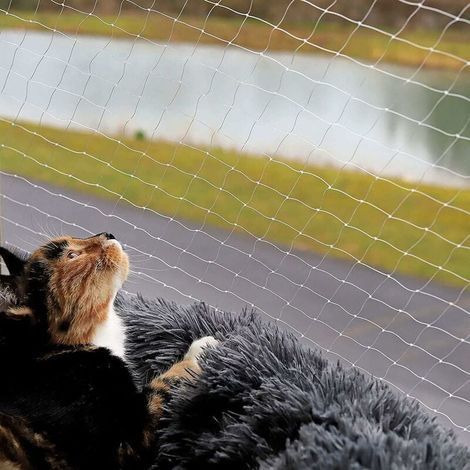 Filet de sécurité pour Chat - Filet de Protection Transparent pour Balcon - Filet Anti-Fuite pour fenêtre et terrasse - sans perçage (3 6m) (1/4)