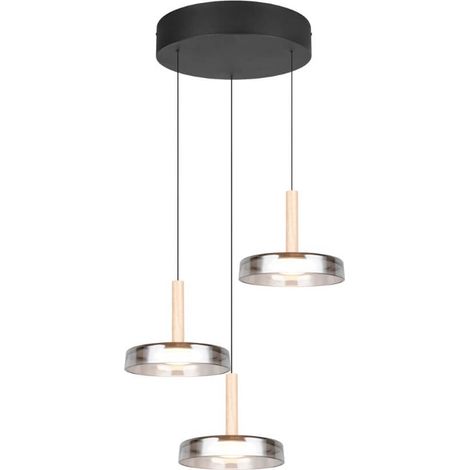 Suspension LED 3 globes verre noir mat Ø35 3000K chaud (1/3)