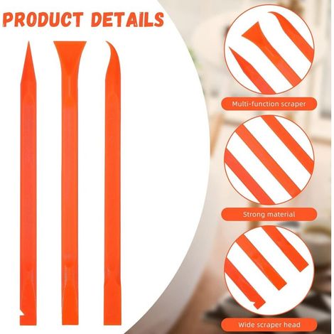 18 Pièces Outil de Grattoir en Plastique Anti-Rayures Grattoir en Plastique en Fibre de Carbone Grattoir Polyvalent Grattoir en Forme de Stylo Outil de Grattoir de Nettoyage (Orange) (1/4)