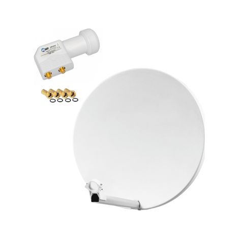 Pack HDSAT Parabole satellite fibre composite Blanche 60cm BRIDES INOX + LNB Twin HD 4K (1/4)