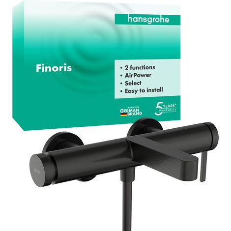 Mitigeur baignoire apparent, Robinet baignoire 2 sorties, Mitigeur monocommande, Noir chromé brossé, 76420340 (1/5)