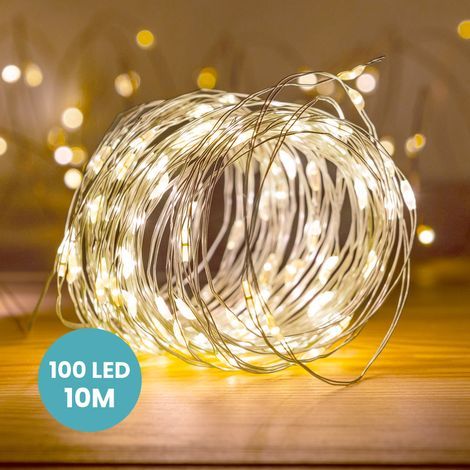 Catena luminosa a microLED argento da 10 m - 100 LED - Luci a stringa a LED per decorare la camera da letto, per le decorazioni natalizie, per creare un'atmosfera poetica e romantica. (1/5)