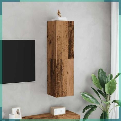 Meuble TV - 856398 - Vieux bois - 30,5 x 30 x 110 cm - Bois d'ingénierie (1/5)