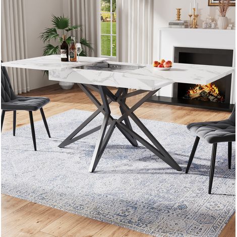 Conjunto mesa extensible 120/160 cm con 4 sillas de terciopelo gris oscuro HAVRYA (1/5)