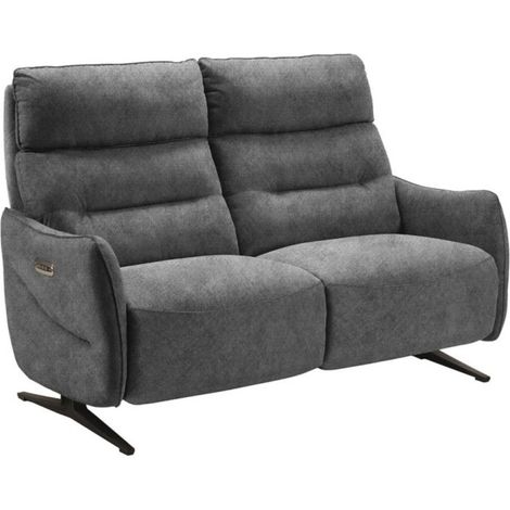 Canapé de relaxation en microfibre Kondonia-Gris-Système Electrique-2 places
