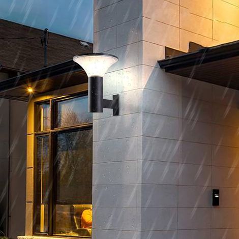 Lampe Murale Exterieur Solaire, avec Capteur Crépusculaire, 5W LED Applique Murale Lampe Solaire Extérieu pour Jardin Terrasse Allée, IP65 Étanche, Aluminium, 3000K/4000K/6000K, 400lm (1/5)