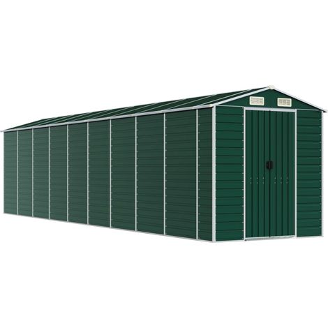 Cobertizo de jardín cobertizo para cabaña cobertizo para almacenamiento cobertizo para exteriores cobertizo para herramientas robusto 191 x 810 x 198 cm acero galvanizado verde 020022355