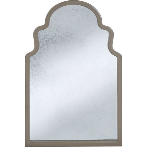 Wall Mirror Taupe Paulownia Wood Frame Irregular Shape Antique Effect Modern Style Hanging Decor TILLAC (1/5)
