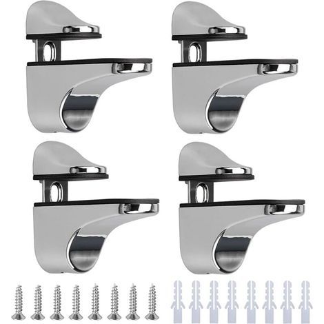 4-teiliges Set verstellbarer Glasregalhalterungen aus polierter Zinklegierung für Badezimmer-Glas- und Holzböden bis zu 3–23 mm Dicke (1/5)