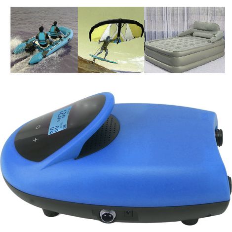 Planche de paddle SUP standard européenne 100-240V avec batterie au lithium intégrée, pompe à air, pompe à air électrique 12V pour véhicule, tente gonflable, bateau gonflable, bleu. (1/5)