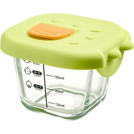 Boîte à lunch en verre avec couvercle, Boîte de rangement dinosaure, Gamelle d'apprentissage pour enfants, Bol de rangement motif dinosaure, Couvercle dinosaure en silicone, Boîte en verre 230 ml (1/5)
