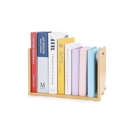 LAOA Kleines Tischregal, platzsparendes Mini-Tischregal, freistehendes, festes Bücherregal zur Aufbewahrung, Büro, Studentenwohnheim, Arbeitszimmer (Braun) (1/5)