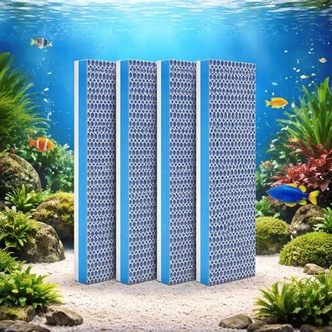 Masses filtrantes 8D pour aquarium - Lot de 4 (25 x 10 cm) Filtration mécanique et biologique Tailles personnalisables, adaptées à tous les aquariums (1/5)