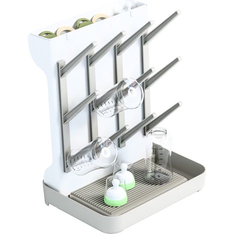 Égouttoir à biberons vertical pour biberons, support de séchage vertical pour biberons, gain de place, sans BPA, biberons, accessoires pour sécher les ventouses de biberons, blanc (1/5)