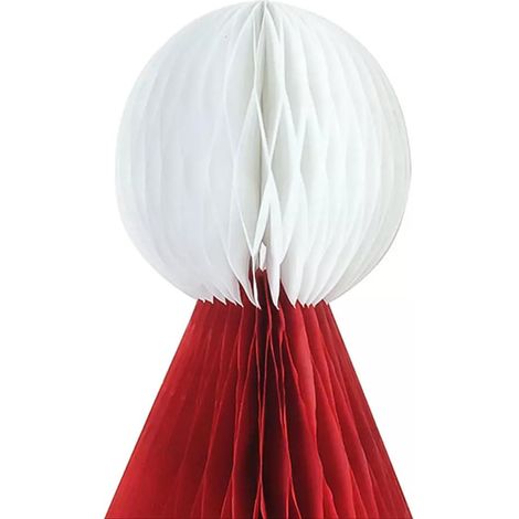 10 décorations de Noël en forme de chapeau cage avec boule nid d'abeille, couleur rouge (1/5)