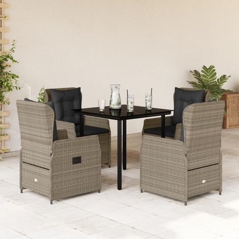 Ensemble à manger de jardin et coussins 5 pcs-Salon de jardin gris clair rotin 937168 (1/5)