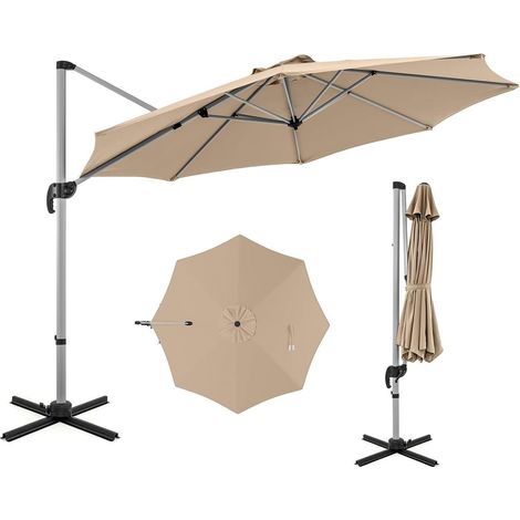 Sonnenschirm Ø325cm mit Kurbel, Ampelschirm & Kreuzfuß, Gartenschirm UV-Schutz (1/5)