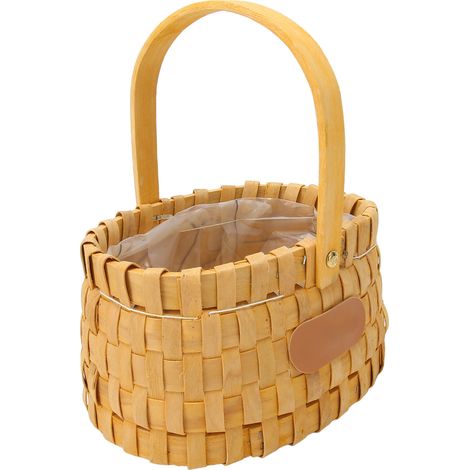 Rattan-Blumenkorb, sicher und langlebig, mit breitem, glattem Griff, tragbar, handgeflochten, ideal für Ostern, Partys, Hochzeiten und Familie. (1/5)