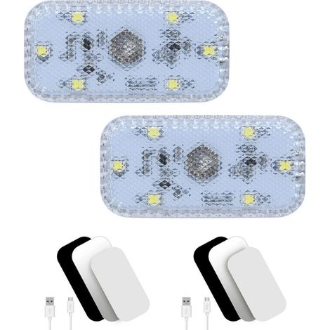 Auto Innenbeleuchtung 2er Set, USB Wiederaufladbar, Touch Schalter, Weißes Licht (1/5)