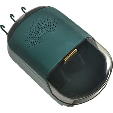 Porte-baguettes mural anti-poussière, 3 compartiments, grande capacité, boîte de rangement pour ustensiles avec couvercle, vert