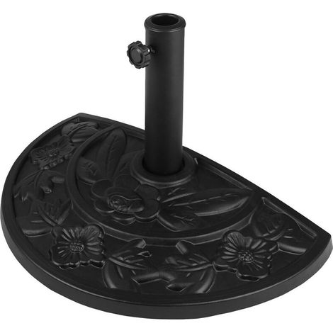 Demi-pied de Parasol Noir Demi-cercle Aspect Fonte vintage et Motifs floraux (1/5)