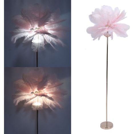 TONYSA Lampadaire LED en plumes décoratives de 61 pouces, 3 températures de couleur, gradation continue, rechargeable par USB, debout pour salon, chambre à coucher, rose (1/5)