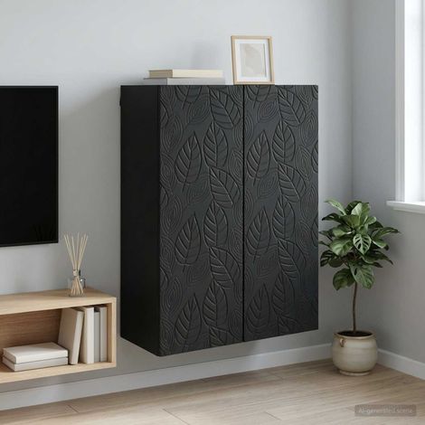 Armoire Murale 66 x 34,5 x 90 cm Bois d'ingénierie Noir (1/5)