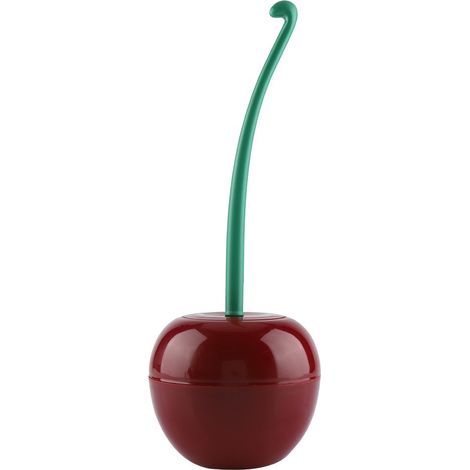 Ensemble porte-brosse WC en forme de cerise, rouge foncé, outil de nettoyage de salle de bain sur pied (1/4)