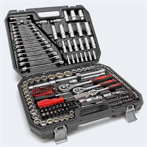 Le Poisson Qui Jardine – Coffret cliquet et douilles 215 pièces – Clefs à cliquets en chrome vanadium – Rallonges et embouts torx, allen, plat et cruciformes (1/4)