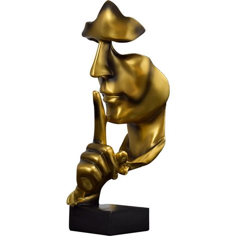 Escultura abstracta minimalista moderna "El silencio es oro", objeto decorativo para sala de estar, bodega, dormitorio, rostro roto, espíritu creativo, recuerdo (1/4)