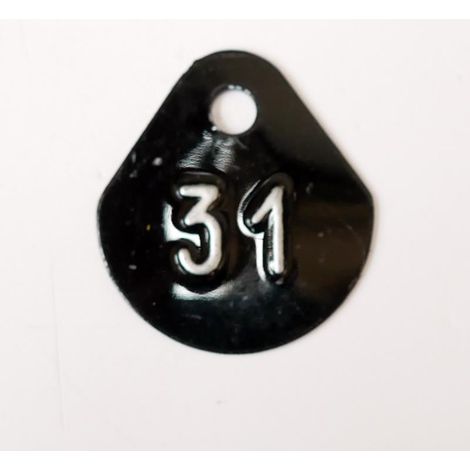 Chiffre goutte d'eau fond noir (à l'unité) estampé "31" en relief blanc hauteur d'écriture 11mm DERANCOURT