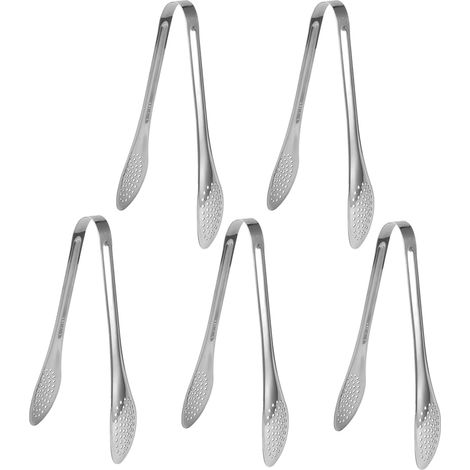 Lot de 5 pinces multifonctions en acier inoxydable pour pain, steak, salade, barbecue et buffet - Ustensile de cuisine pratique (1/5)