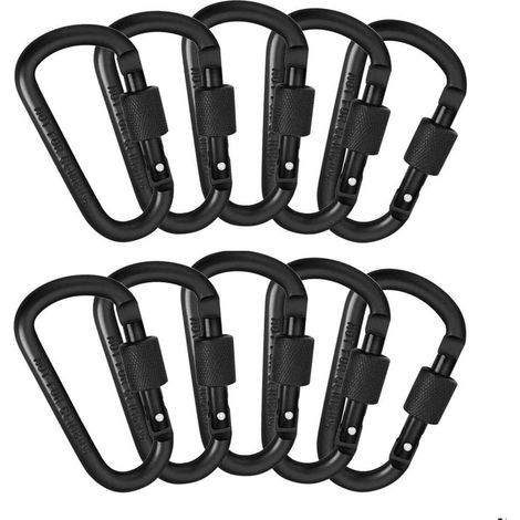 Kletterkarabiner, Schlüsselanhänger-Karabiner, 10 Stück, ultraleichte Karabiner aus Aluminiumlegierung mit Schraubverschluss für Outdoor-Aktivitäten, Camping, Wandern, Trekking