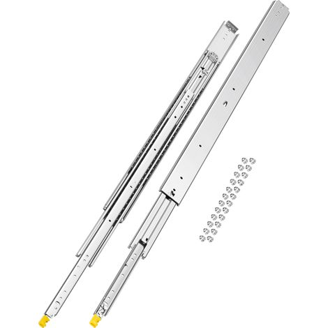 VEVOR Glissiere de tiroir a extension complete, 1117 mm, coulisse de tiroir verrouillable, 1 paire, capacite de charge 226,8 kg, rail coulissant a montage lateral avec roulement a billes et verrou