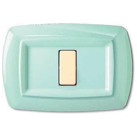 Placca serie Tondò, 2 moduli, plastica, verde pastello, compatibile con serie BTicino Magic - Elettrocanali ECL2592PG