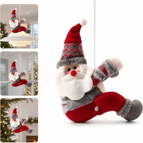 1 Pièce Poupée Père Noël Suspendue en Tissu, 23×23 cm, Décoration Lumineuse Restaurant Hôtel (1/5)