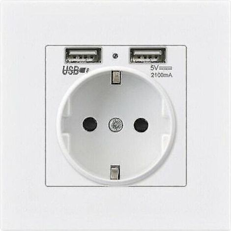 LYERCW - LYERCW - 1pc Panneau de commande blanc de style européen avec interrupteurs et prises, prise standard allemande avec deux ports USB et voyants lumineux.