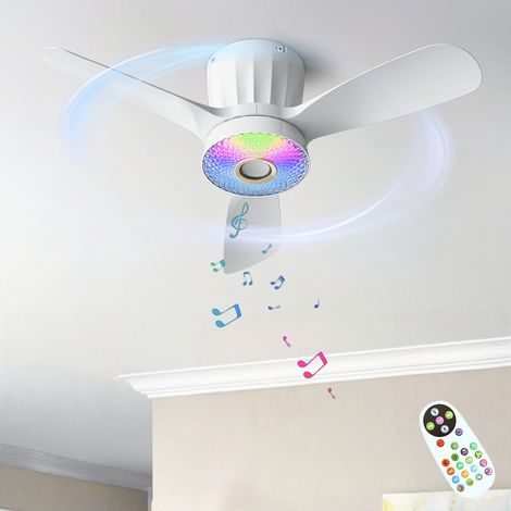 Ventilateur de plafond 60cm avec éclairage, télécommande/application, ventilateur de plafond intelligent avec haut-parleur musical, 3 vitesses