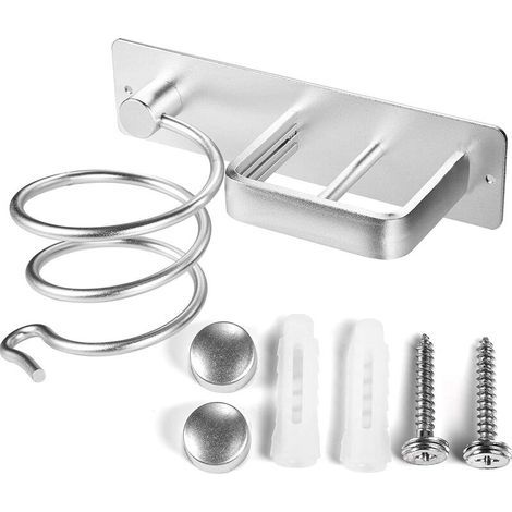 Hair Dryer Holder, Hair Straightener Stand with Cable Management, Metal Wall Mount for Storing Hair Dryers, Hair Straighteners, Brushes and More (White) (1/5)