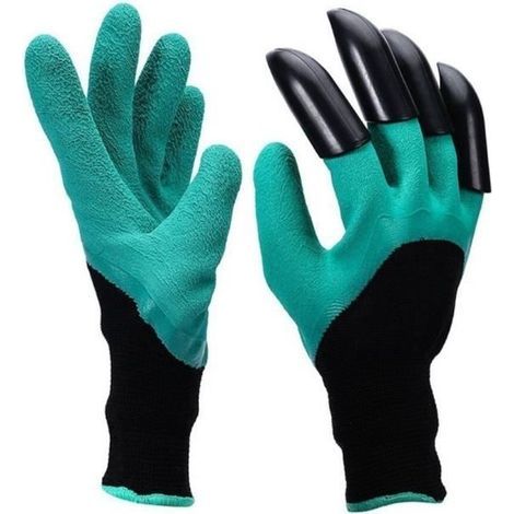 (vert)Gants de jardinage Garden Genie - Marque Garden Genie - Avec griffes en plastique ABS - Couleur verte (1/4)