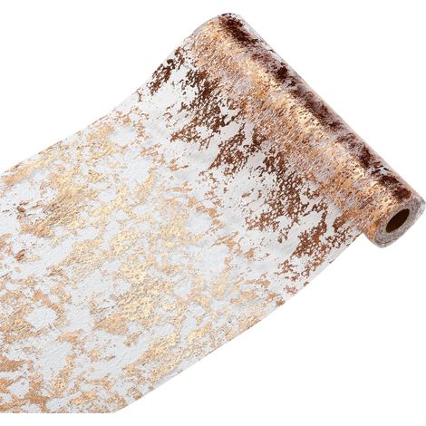 Chemin de table 1 pièce, maille métallisée dorée en fibre de polyester, léger, idéal pour mariage et fêtes (1/5)