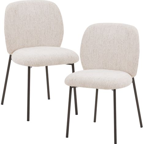 MOGAN - Lot de 2 chaises en tissu beige pieds en métal noir