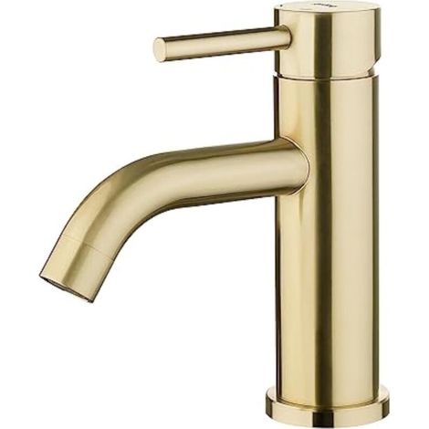 Basin Mixer Tap - Single Handle Bathroom Faucet, Low Noise Ceramic Pull Down Basin Faucets, Stainless Steel Body, Gold (1/5)