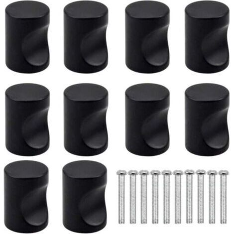 10 Poignées de Tiroir Noir Moderne Boutons Ronds pour Meuble Cuisine Armoire Placard Enfant (1/4)
