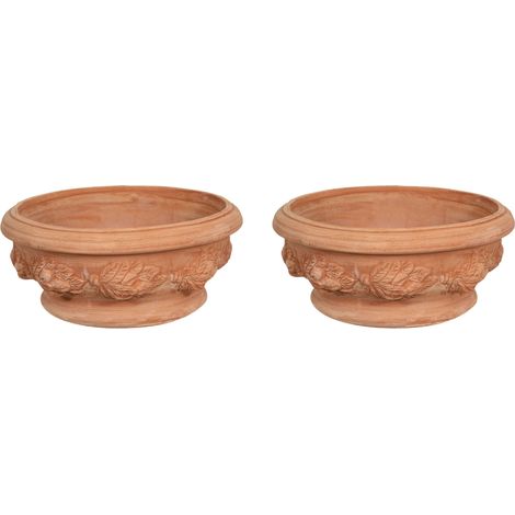Lot de 2 Pots en terre cuite Made in Italy Pot d'extérieur Pot de fleurs rond 40x19 cm Pot de jardin ronde Jardinière de balcon (1/5)