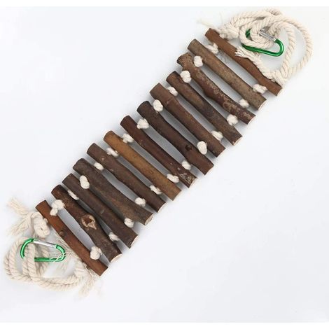 Jouets pour oiseaux, balançoire pour cage à oiseaux et perroquets, échelles pour cages à oiseaux avec corde, pont suspendu fait main sur support en bois (1/5)