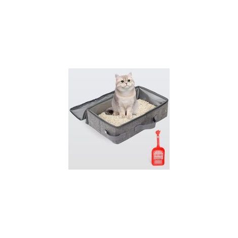 （45x35cm）Caisse Chat Litiere et Portable, Poubelle Litiere Chat avec Une Pelle Poignée, Bac à Litière pour Les Voyages, Léger, Pliable, étanche (1/5)